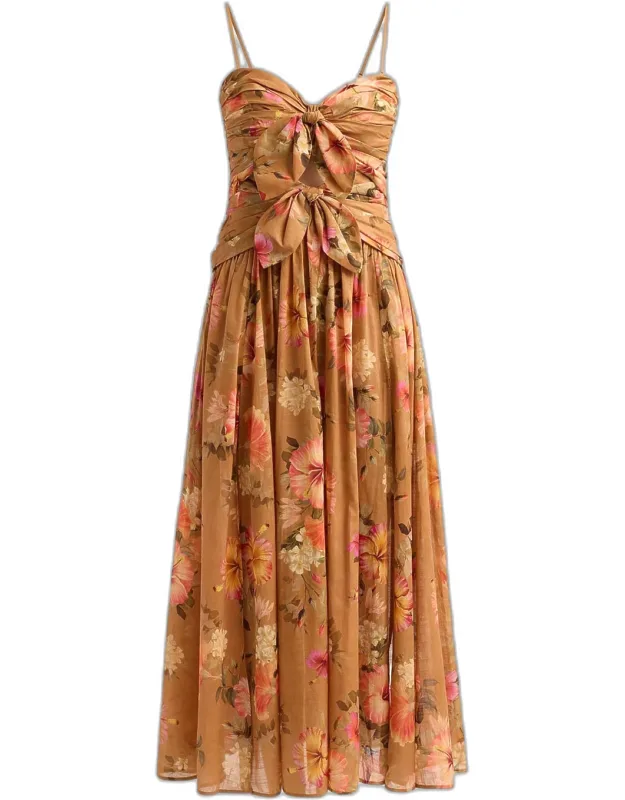 Floral Tie-front Midi Dress