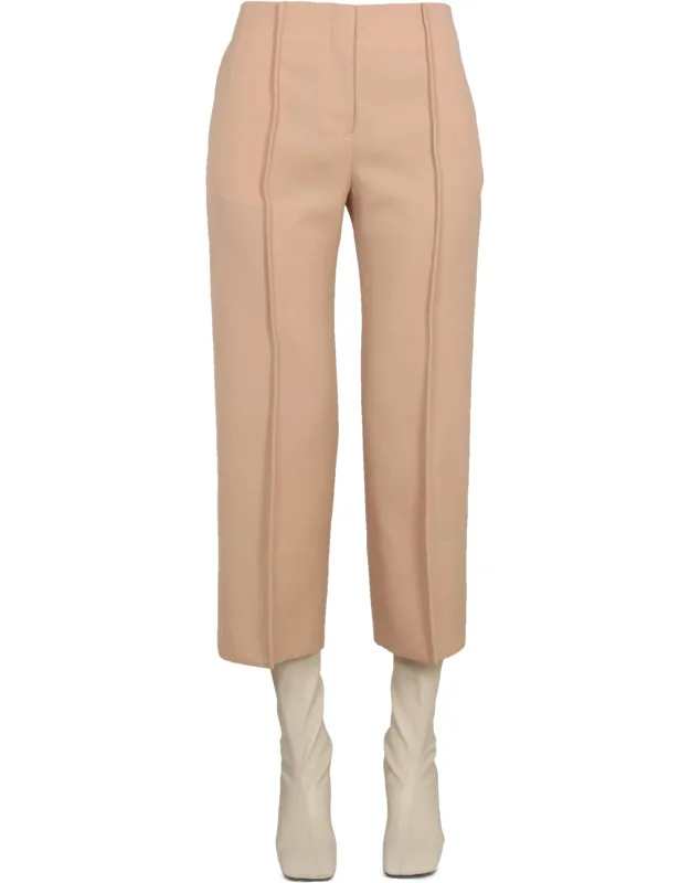 Wool Pants With Concealed Closure And Side Pockets