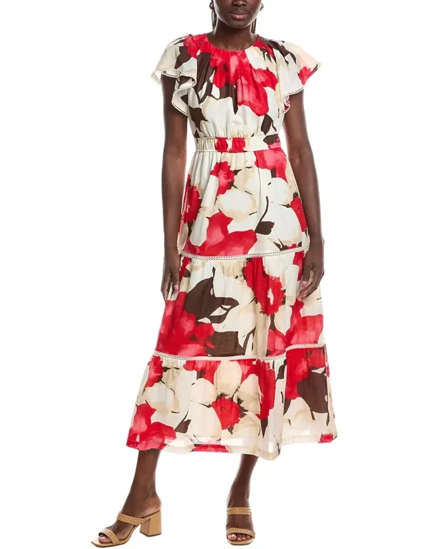 Flutter Sleeve Tiered Maxi Dress