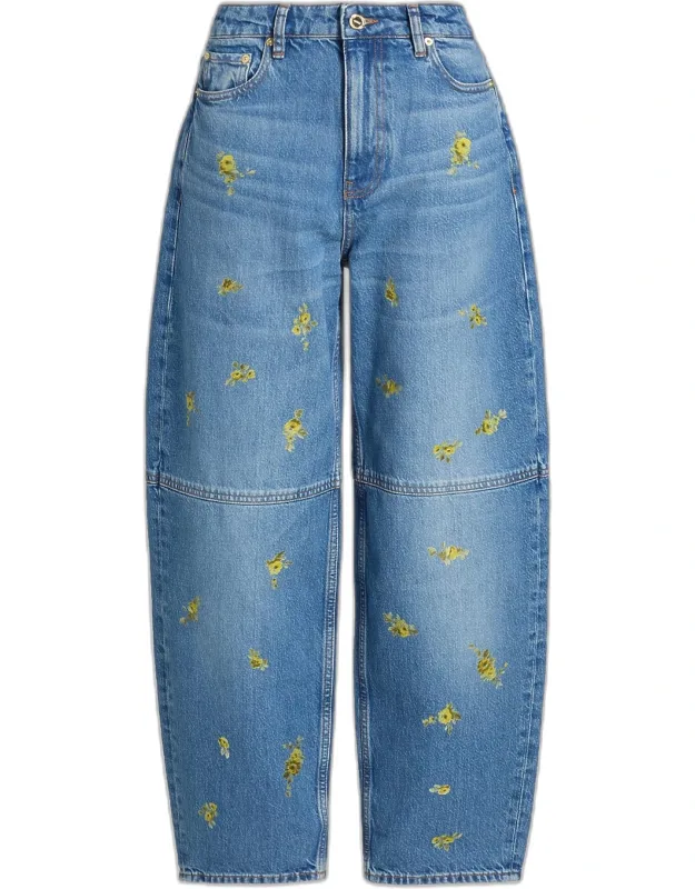 Printed Barrel-leg Jeans