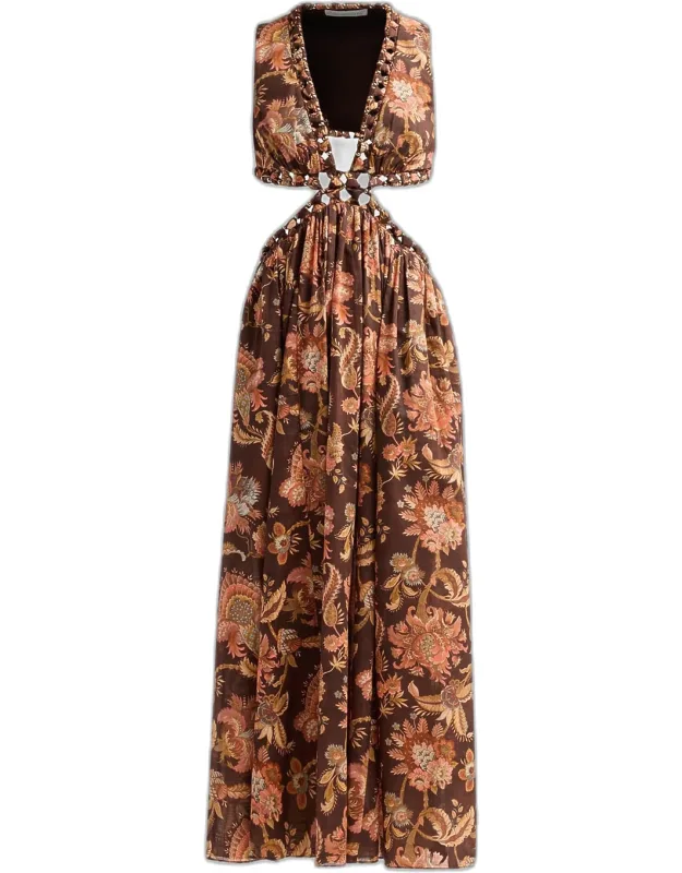 Floral Cotton Cut-out Midi Dress