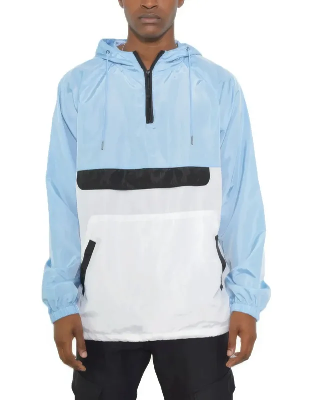 Color Block Anorak Jacket Pullover With Quarter-zip Front And Lightweight Layer