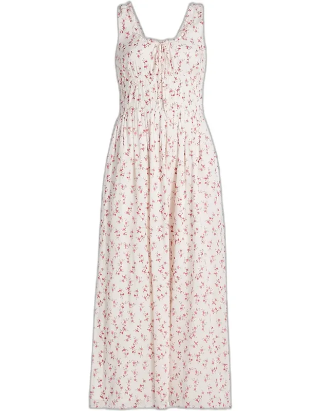 Floral Cotton A-line Midi Dress