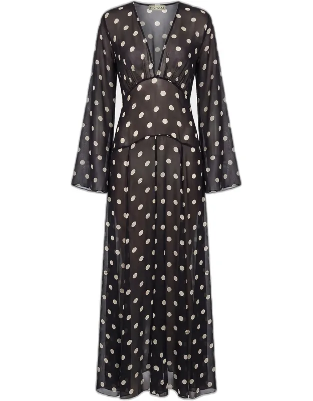 Polka Dot Sheer Maxi Dress