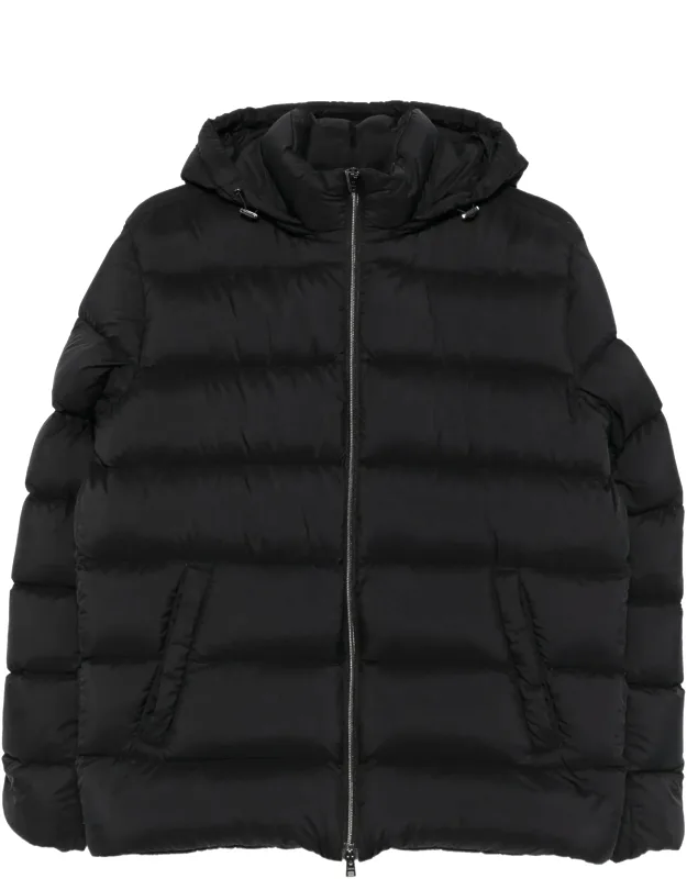 Quilted Puffer Jacket With Adjustable Hood And Boxy Fit