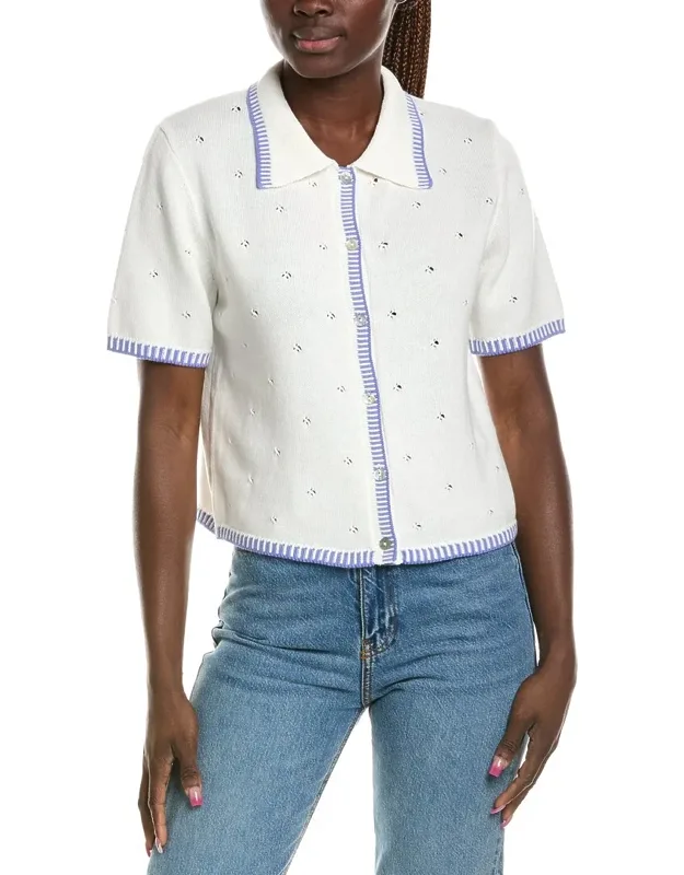 Pointelle Collar Knit Shirt