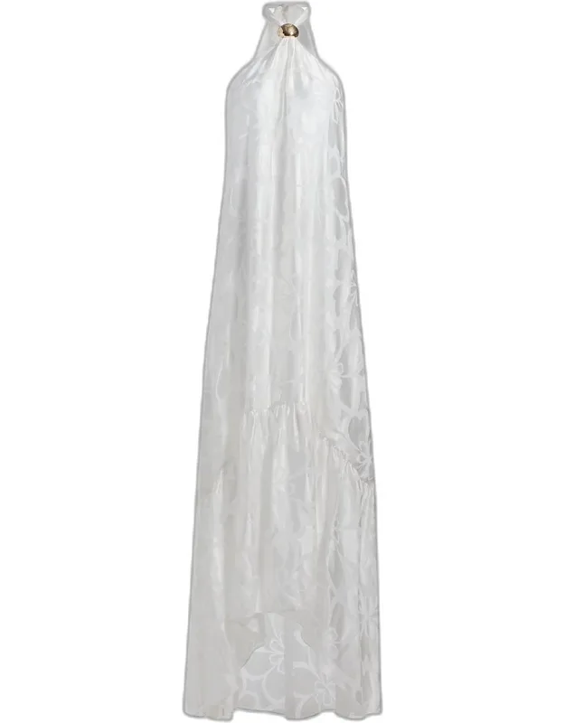 Floral Burnout Halter Maxi Dress