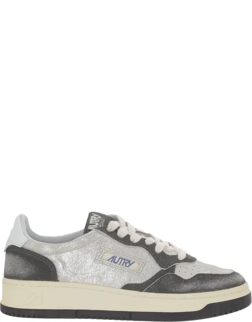 Suede Insert Leather Sneakers