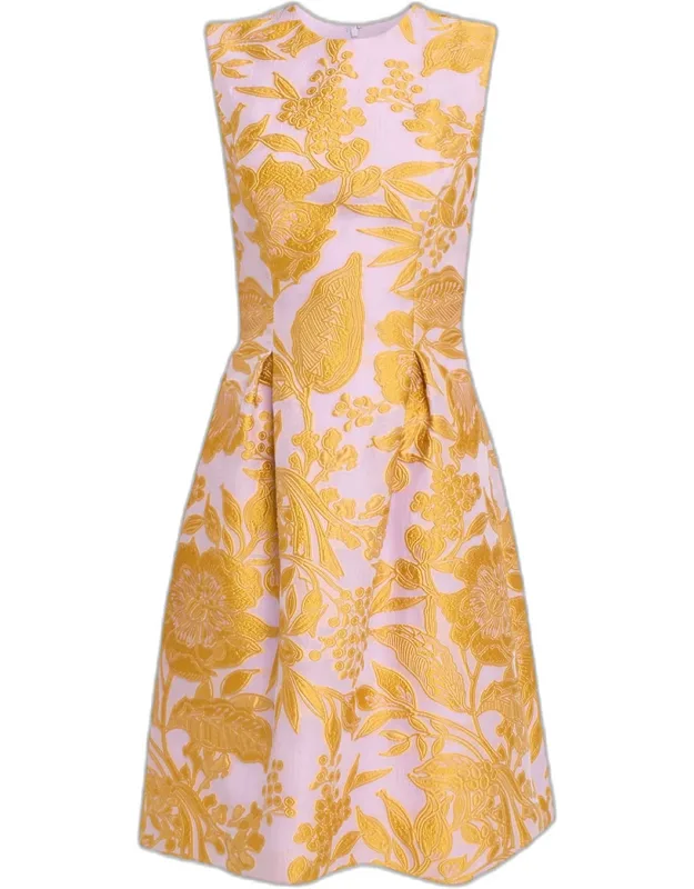 Floral Fil Coupe Knee-length Dress