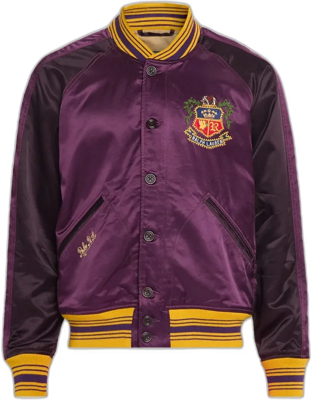 Embroidered Satin Bomber Jacket