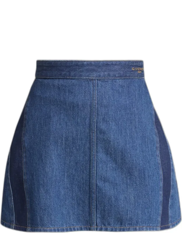Stripe Denim Mini Cocoon Skirt