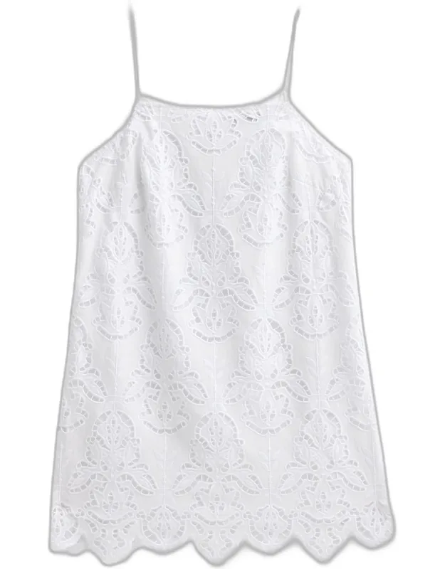 Lace Cotton Shift Mini Dress