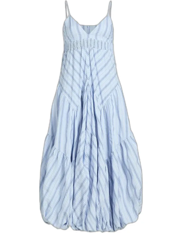 Striped Cotton-blend Midi Dress