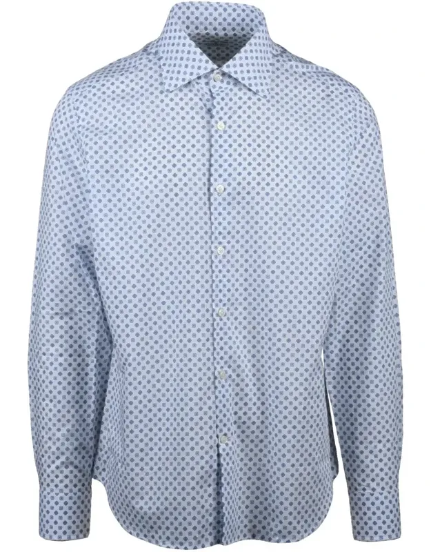 Shirt With Geometric Pattern And Classic Collar