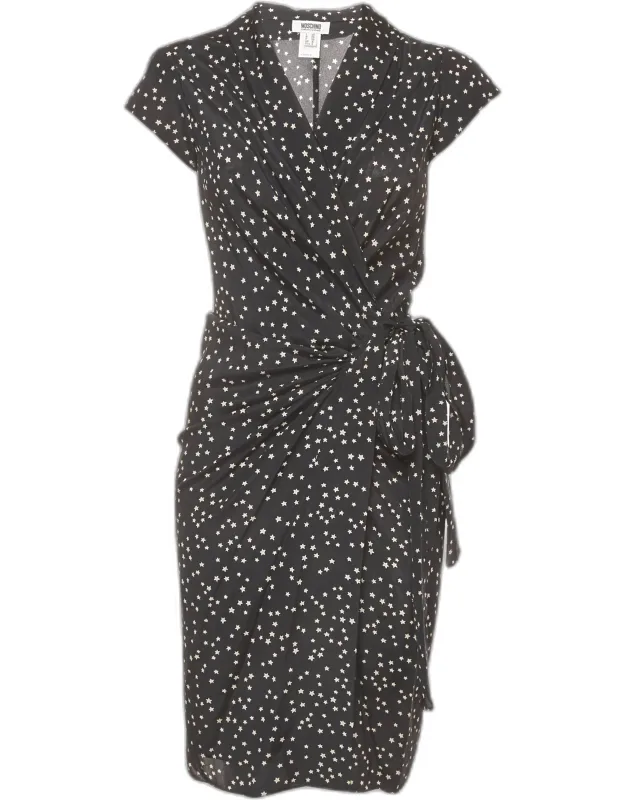 Star Print Silk Wrap Dress