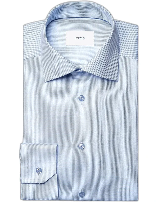 Micro-houndstooth Cotton Twill Slim-fit Shirt