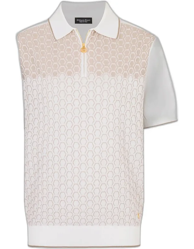 Textured Silk-cotton Quarter-zip Polo Shirt