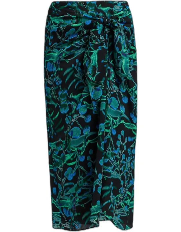 Botanical Wrap Midi Skirt