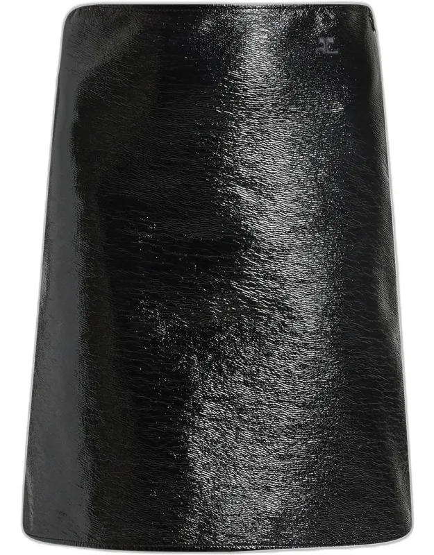 Shiny Vinyl Knee-length Skirt