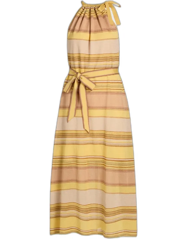 Striped Sleeveless Midi Dress