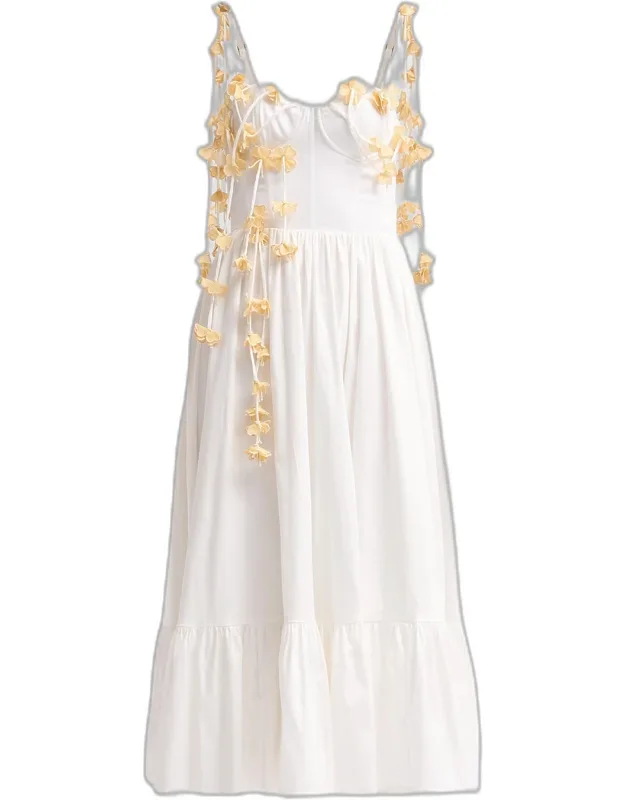 Floral Appliqué Midi Dress
