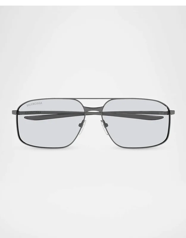 Double-bridge Metal Rectangle Sunglasses