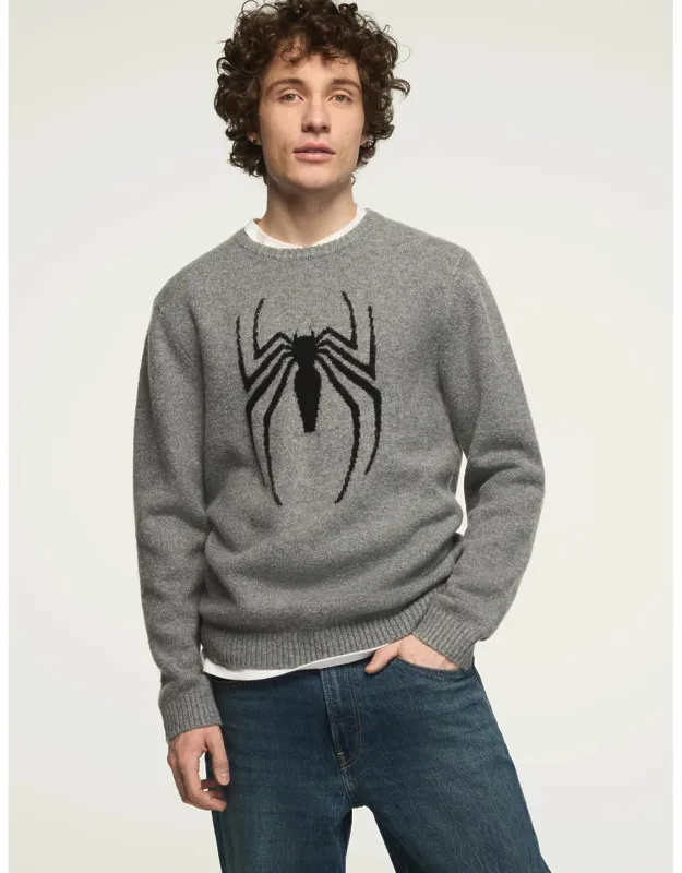 Spiderman Intarsia Crew Neck Sweater