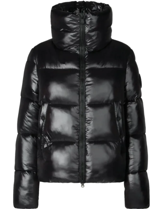 Puffer Jacket With High Collar And Cropped Length
