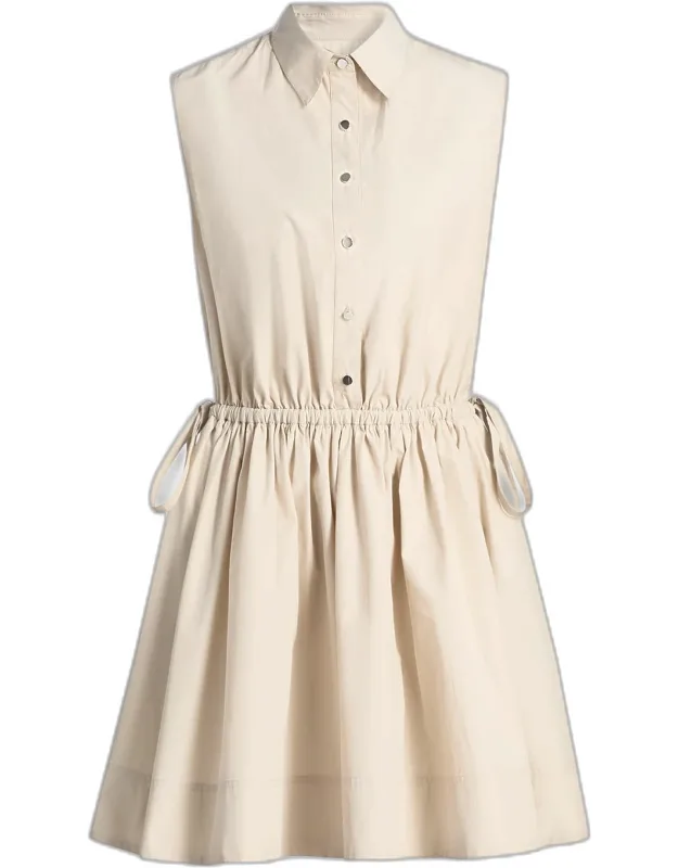 Cotton Poplin Drawstring Minidress