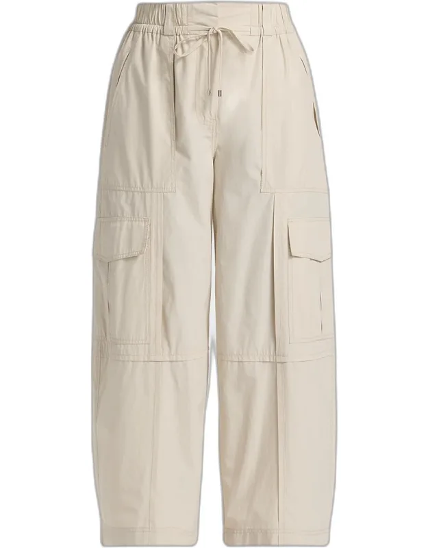 Cotton Poplin Wide-leg Crop Cargo Pants