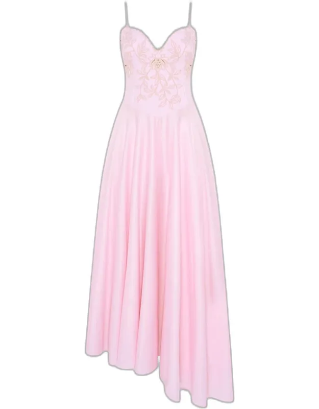 Lotus Floral Embroidered Corset-inspired Maxi Dress