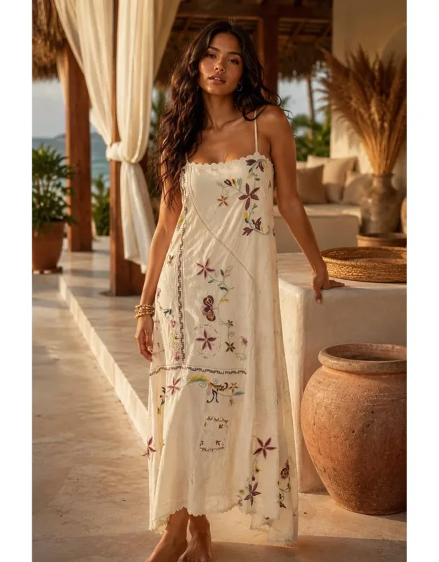 Wildflower Embroidered Boho Maxi Dress