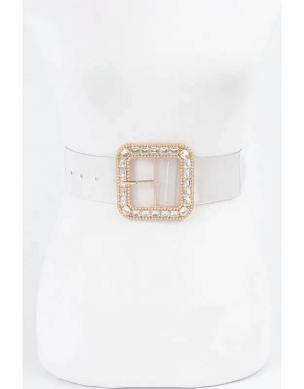 Stone Metal Buckle Clear Belt - Sleek Chic