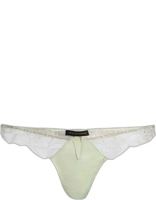 Calla Lily Embroidered Silk Thong