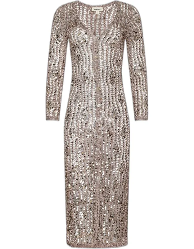 Sanya Hand-crochet Sequined Midi Cardigan