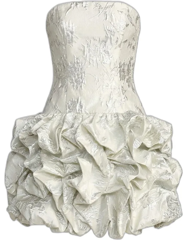 Brocade Strapless Bubble Hem Mini Dress