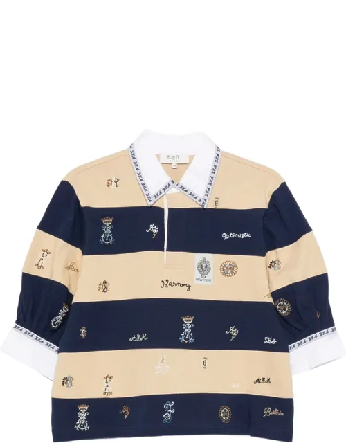 Juliet Embroidered Striped Polo Shirt