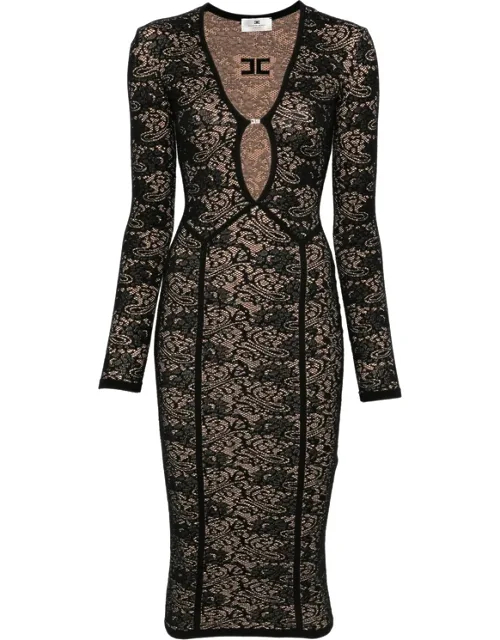 Lace-patterned Cut-out Midi Dress