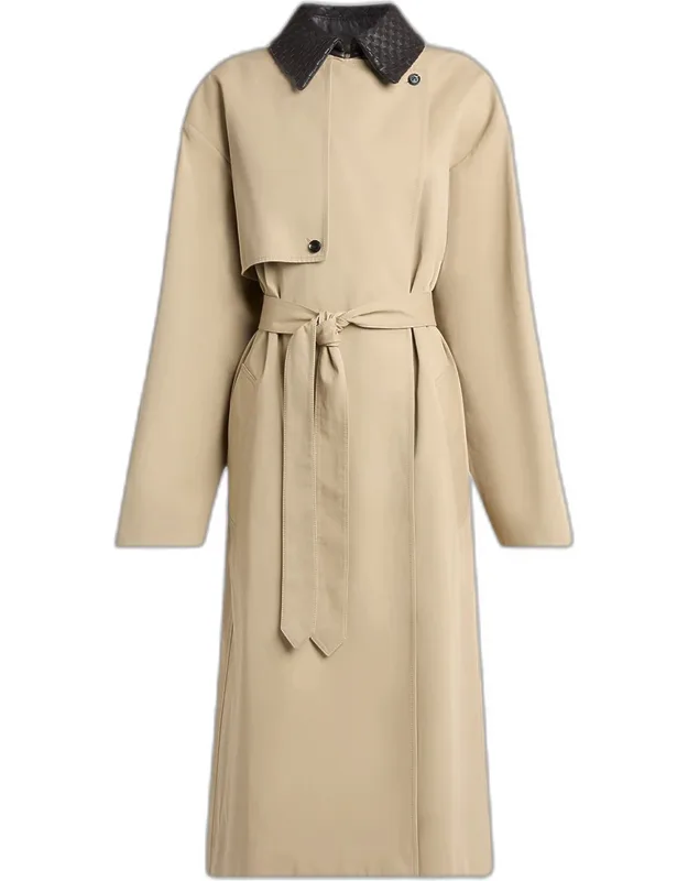 Intrecciato-collar Water-repellent Trench Coat