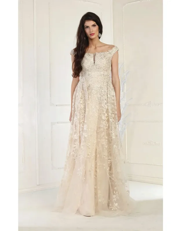 Embroidered Off Shoulder Sheath Dress