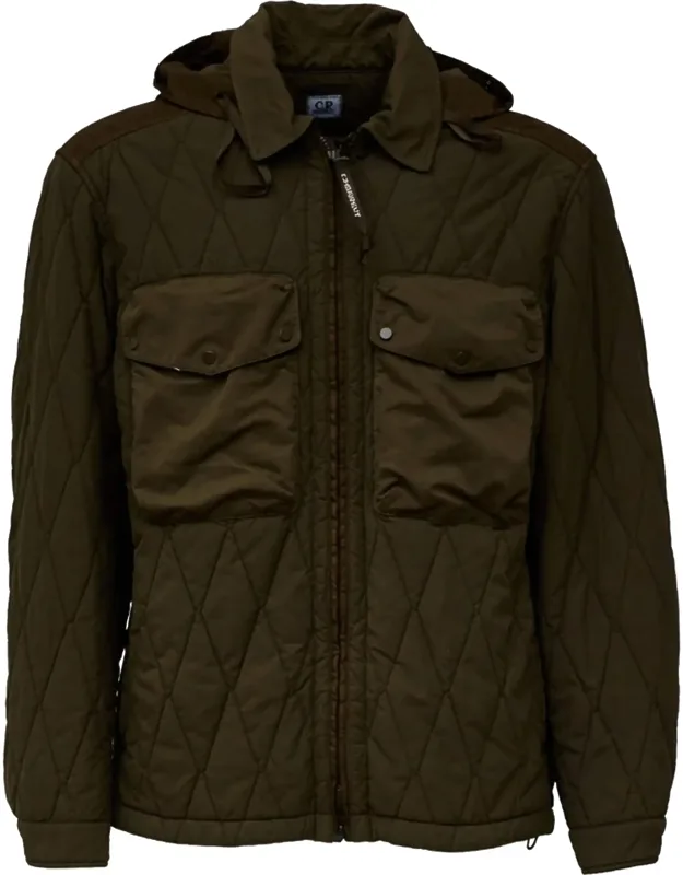 Liner Mixed Goggle Jacket With Quilted Diamond Pattern