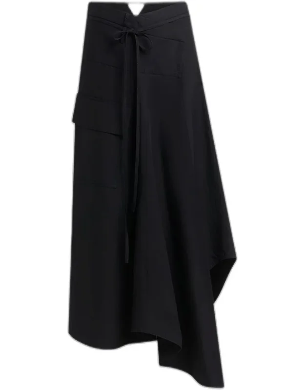 Asymmetric Cotton Toile Maxi Skirt