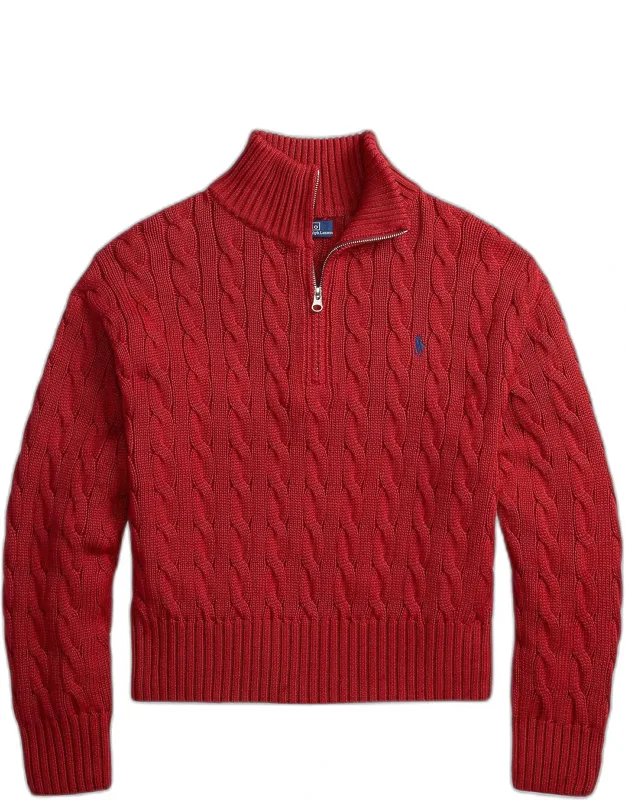 Cable-knit Quarter-zip Sweater