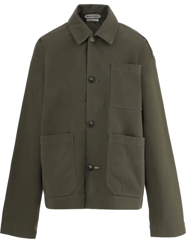 Cotton Jacket With Button Closure And Logo Detail