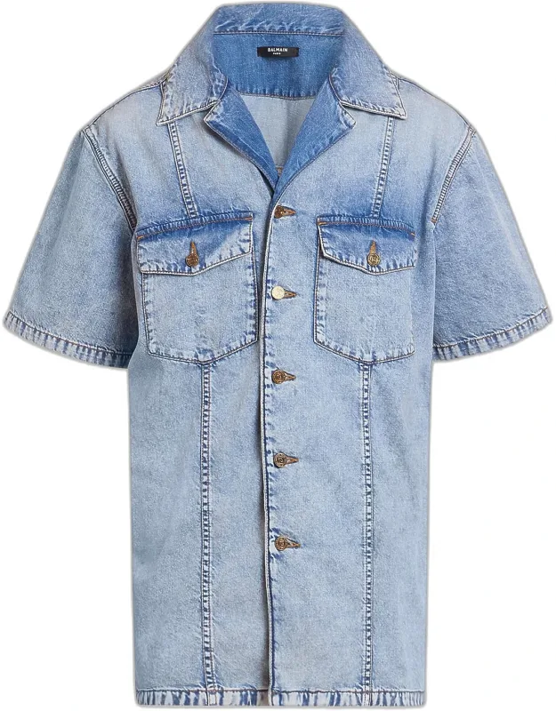 Cotton Denim Camp Shirt