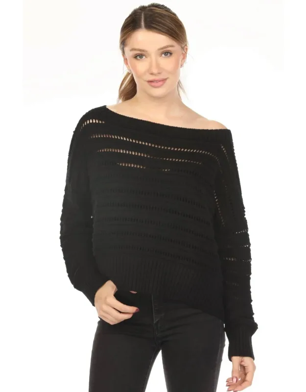 Cotton Loomed Boat Neck Sweater Top
