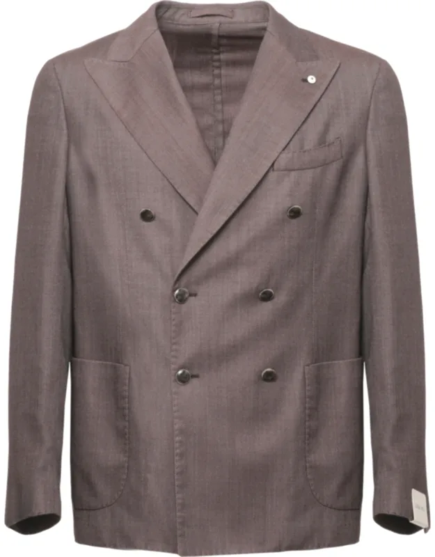 Herringbone Double-breasted Wool Blazer
