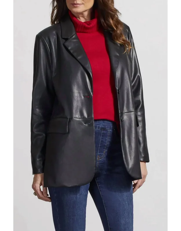 Faux Leather Blazer