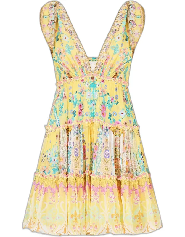 Printed Tiered Mini Dress
