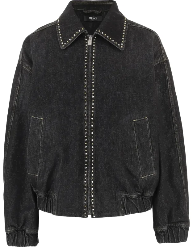 Studded Cotton Jacket With Zip Closure